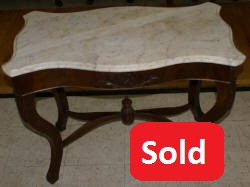 Victorian marble top flower carved parlor table 