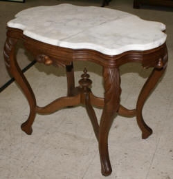 Victorian solid walnut turtle top marble parlor table