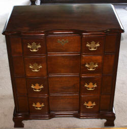 Chippendale block front mahogany bachelors chest