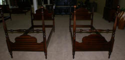 Kindel Furniture matched pair of mahogany twin poster beds