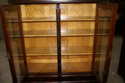 eastlake Victorian solid walnut antique beveled glass door bookcase