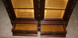 eastlake Victorian solid walnut antique beveled glass door bookcase