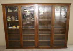 Large oversized walnut glass 4 door 1920s bookcase