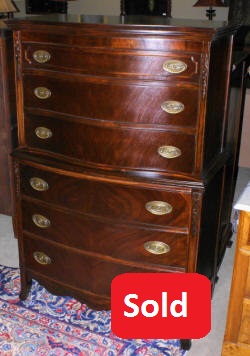 mahogany serpentine front high chest