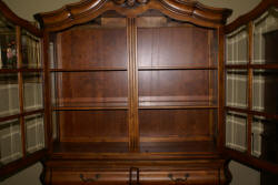 Ethan Allen cherry Bombay style two piece china cabinet