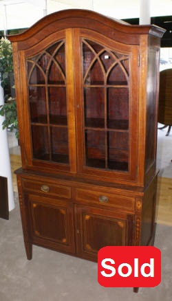 mahogany inlaid antique china cabinet