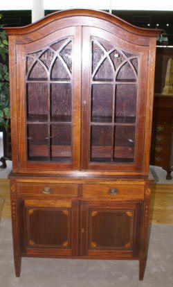 mahogany inlaid antique china cabinet