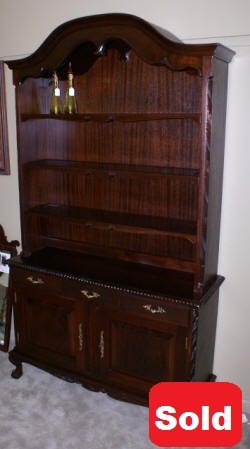 solid mahogany open top china cabinet