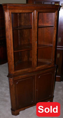  mahogany 1940s corner cabinet