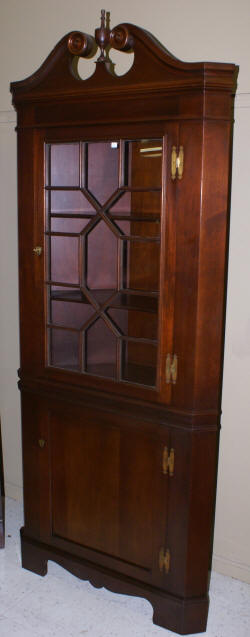 solid mahogany craftique corner cabinet