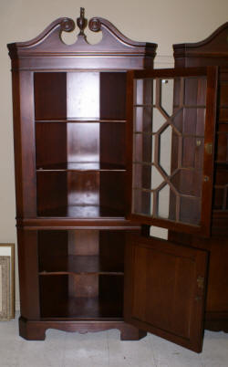 solid mahogany craftique corner cabinet