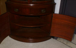 antique mahogany bow front corner cabinet 1940s