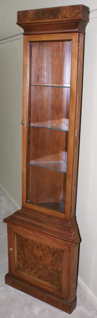 Drexel walnut petite narrow corner cabinet