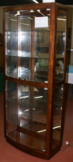 Bow front lighted glass/ mirrored curio cabinet