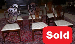 set of six dark mahogany antique dining room chairs