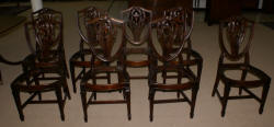 set of 8 solid mahogany shield back dining room chairs