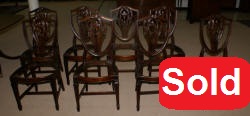 set of 8 solid mahogany shield back dining room chairs