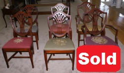 set of six sheild back dining room chairs