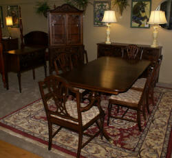 complete 1930s walnut dining room set