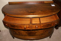 Demi-lune walnut inlaid antique dresser