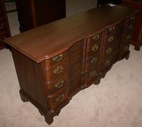 Chippendale block front solid mahogany double dresser