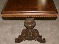 Burl walnut carved antique library table