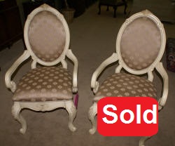 Michael Amini pair of French carved arm chairs