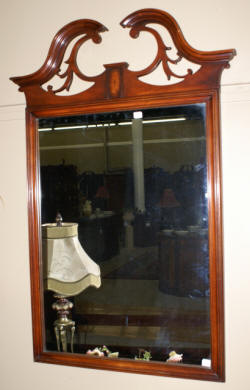 mahogany chippendale mirror with pierced carved top