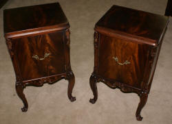 matched pair of Batesville mahgoany French carved door night stands