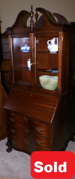 mahogany antique serpentine front secretary desk