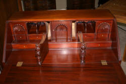 OX bow front solid mahogany shell carved secretary desk 