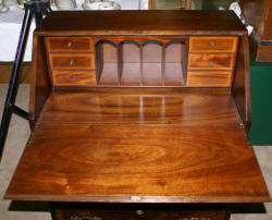 Serpentine front red mahogany Chippendale secretary desk