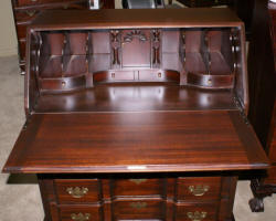 Solid mahogany block front Chippendale secretary desk