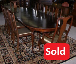 Modern solid Cherry Queen Anne table and 8 dining room chairs