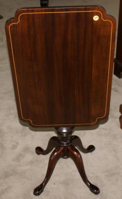 Flip top mahoagny pencil inlaid Queen Anne side table